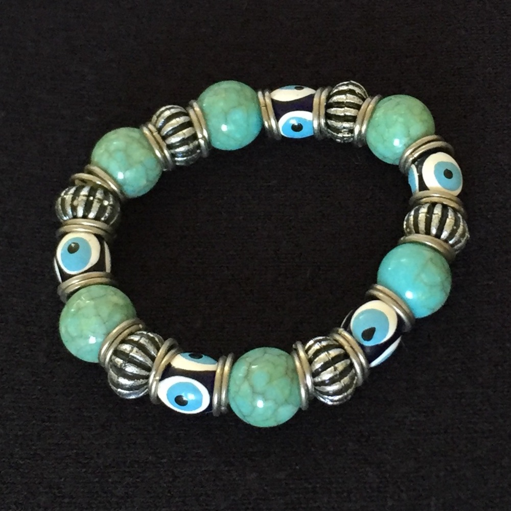 Turquoise ‘Evil Eye’ Hand Painted Bracelet